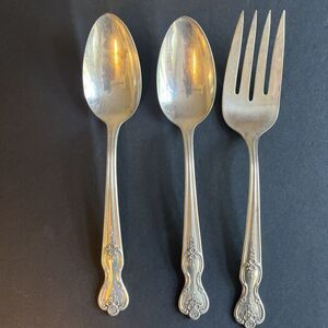 Wm Rogers Mfg Co Extra Plate Original Rogers Magnolia 9" Serving Fork & 2 Spoons
